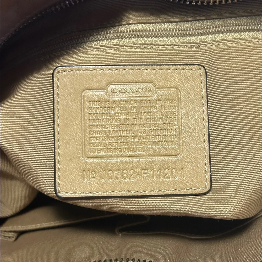 Coach Hampton Tan Leather Top Handle Zipper Closure Tote Shoulder Bag Purse